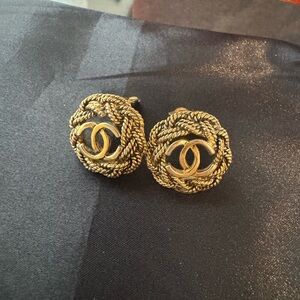 CHANEL CC Gold Rope Earrings